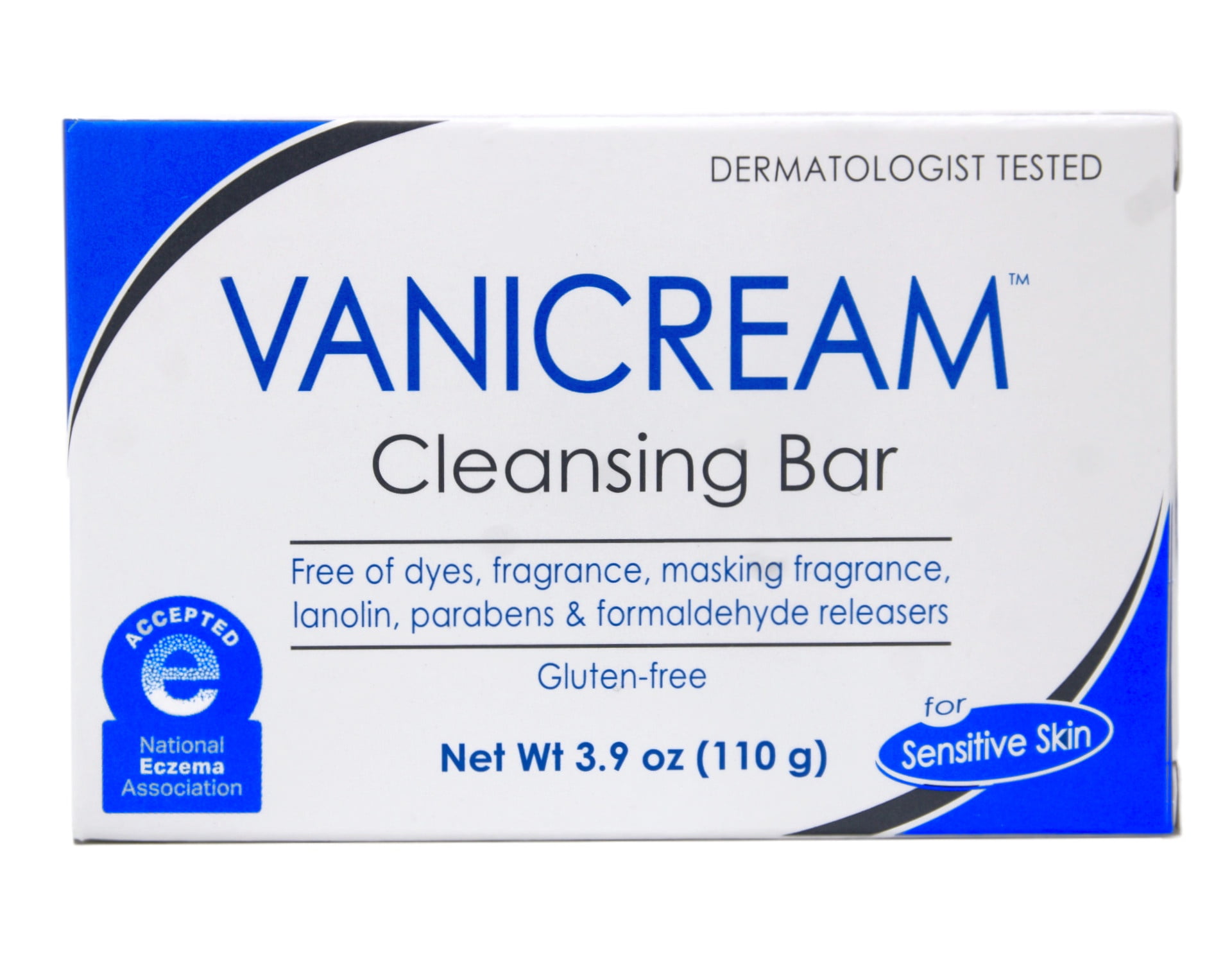 Vanicream Cleansing Bar for Sensitive Skin, Free of Dyes Fragrance Lanolin Parabens and Formaldehyde Releasers, Gluten Free, Dermatologist Tested, 3.9 oz (Pack of 6)