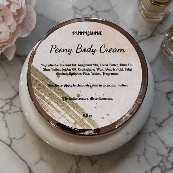 Purplemane Peony Creamy Moisturizing Body Cream, Floral Scent