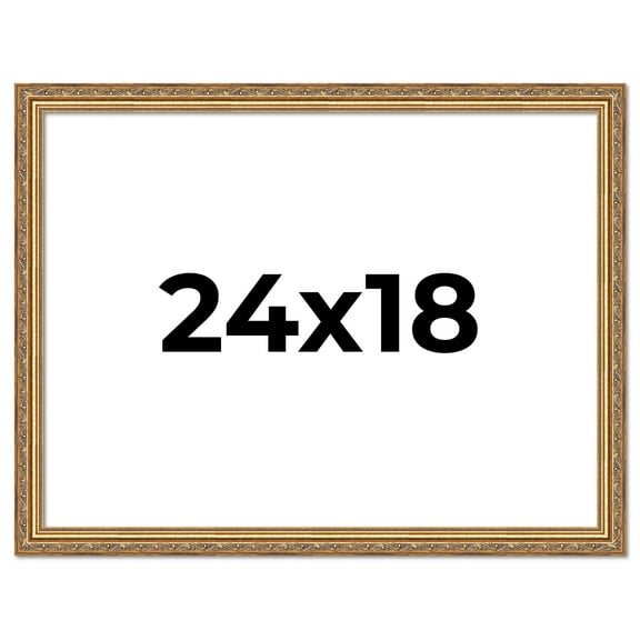 24x18 Frame Gold Solid Wood Picture Frame Width 1.25 Inches | Interior Frame Depth 0.375 Inches |