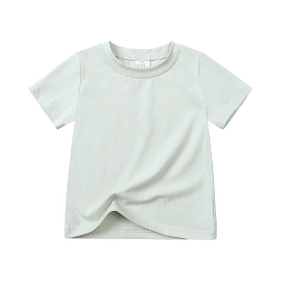 Lumtrix Boys Short Sleeve T-Shirts Oversize Crew Neck Top for Chlid Trendy Solid Color Cotton Clothes for Girl Khaki 120