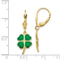 thumbnail image 3 of 14k Enameled Clover Leverback Earrings in 14k Yellow Gold, 3 of 3