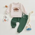 thumbnail image 2 of Xudanell Boy Clothes Winter Baby Boy Outfits Letter Embroidered Long Sleeve Sweatshirt Solid Color Sweatpants Warm Set, 2 of 4