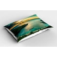 thumbnail image 2 of Ambesonne Hawaiian Pillow Sham 2 Pack, Hanauma Bay on Oahu, 26"x20", Turquoise Green Yellow, 2 of 3