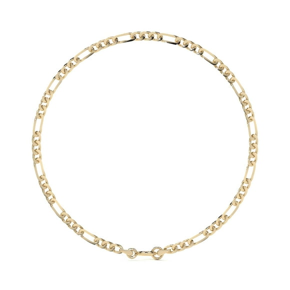 Pulsera Italiana Figaro Hueca De 10 Quilates 2.6mm, 18 Cm