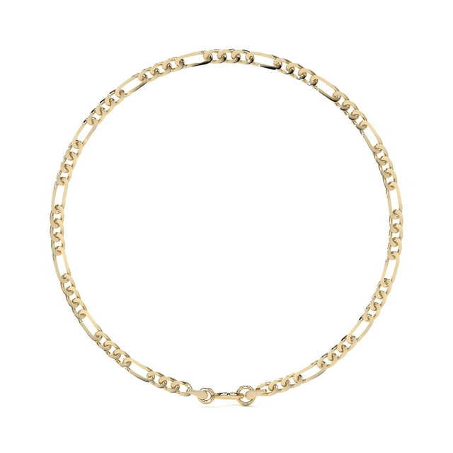 Pulsera Italiana Figaro Hueca De 14 Quilates 2.6mm, 21.5 Cm