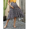 thumbnail image 4 of Maternity Dress Women's High Waist Floral Print Pleated Maxi Skirt Casual Flowy Swing A Line Long Skirts, 4 of 8