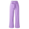 thumbnail image 4 of Baqcunre Trousers Pants for Women Casual Solid Color Loose Pockets Elastic Belt Waist Pants Long Trousers Womens Fashion Women's Pants Womens Pants Womens Clothes Purple XXL, 4 of 6