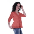 thumbnail image 2 of Moomaya Womens Cotton Peplum Top V-Neck Cotton Tunic Ethnic Blouse, 2 of 7