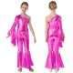 thumbnail image 3 of Mono de gimnasia con mangas acampanadas para niñas, mono de un hombro y campana metálico brillante, trajes de ballet y danza jazz, 3 of 5
