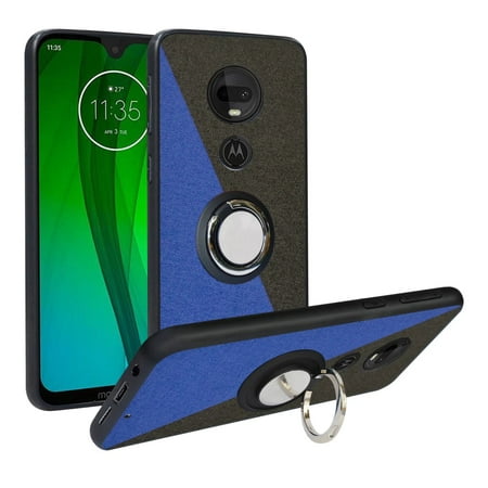 Labanema Motorola Moto G7 /G7 Plus Case with 360 Degree Rotating Ring Stand, Support Magnetic Car Mount, Protective Cover for Motorola Moto G7 /G7 Plus (Blue Black)