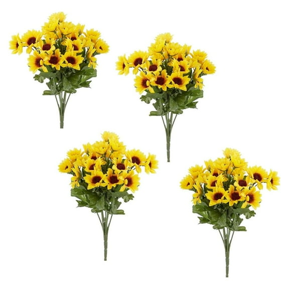 4pc Silk Sunflower Bushes - for Fall Decor - Factory Direct Craft