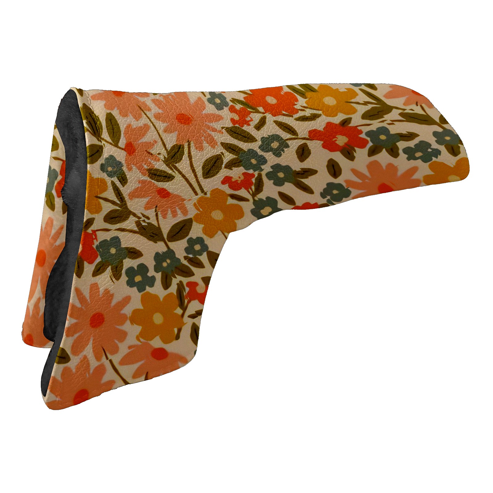 Golf Club Head Cover | Leather Golf Club Putte Headcover , Waterproof Golf Club Head Cover Set Driver Headcovers for Golf Clubs Men Women Pink Orange Flowers Pattern Printing