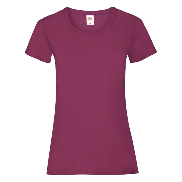 Fruit Of The Loom- Camiseta de manga corta Valueweight para mujer (Paquete de 5) (Burdeos)