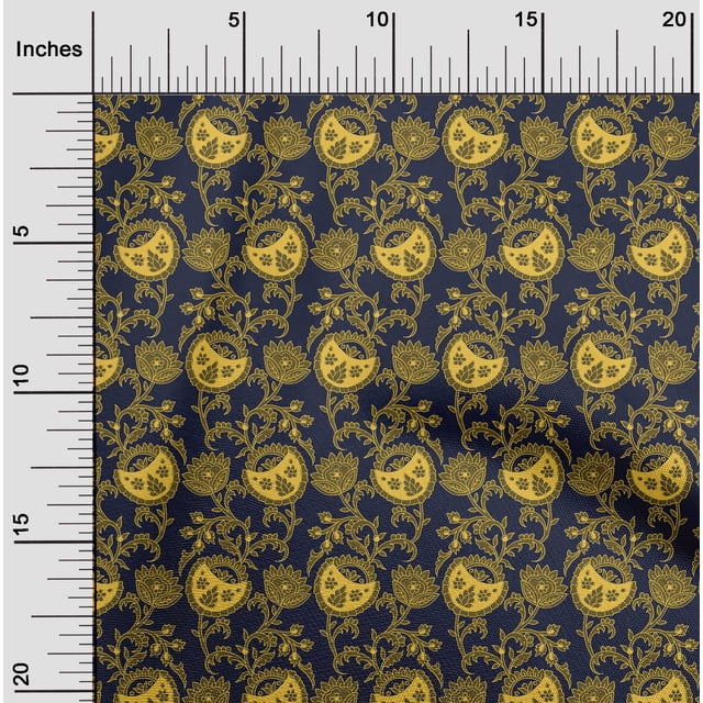 oneOone Georgette Viscose Fabric Leaves & Floral Block Decor Fabric Printed BTY 42 Inch Wide