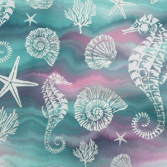 oneOone Polyester Spandex Turquoise Blue Fabric Sea Craft Projects Decor Fabric Printed By The Yard 56 Inch Wide