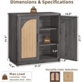 thumbnail image 2 of Leyaoyao Buffet Cabinet Sideboard with Arch Fluted Doors Set of 2, Mid Century Storage Cabinet Coffee Bar for Dining Room Living Room Kitchen Entryway, Dark Grey, 2 of 10