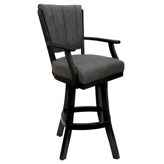 Classic 30" Solid Wood Bar Stool NW Elk Fabric Black Wood
