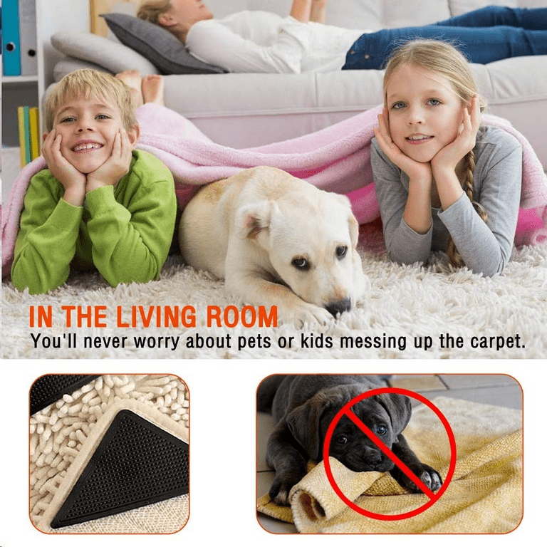 4pcs Non-Trace Removable Rug Tape For Floor Mat