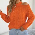 thumbnail image 6 of Women's Off-The-Shoulder Sweater Textured Hollow Knit Sweaters Loose Long Sleeve Pullover Casual Tops, 6 of 8