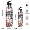 thumbnail image 2 of American Flag Flowers Sports Water Bottle with Straw Lid Insulated Stainless Steel Leak Proof BPA Free Thermal Mug with Handle for Gym Yoga Cycling Camping, 2 of 8