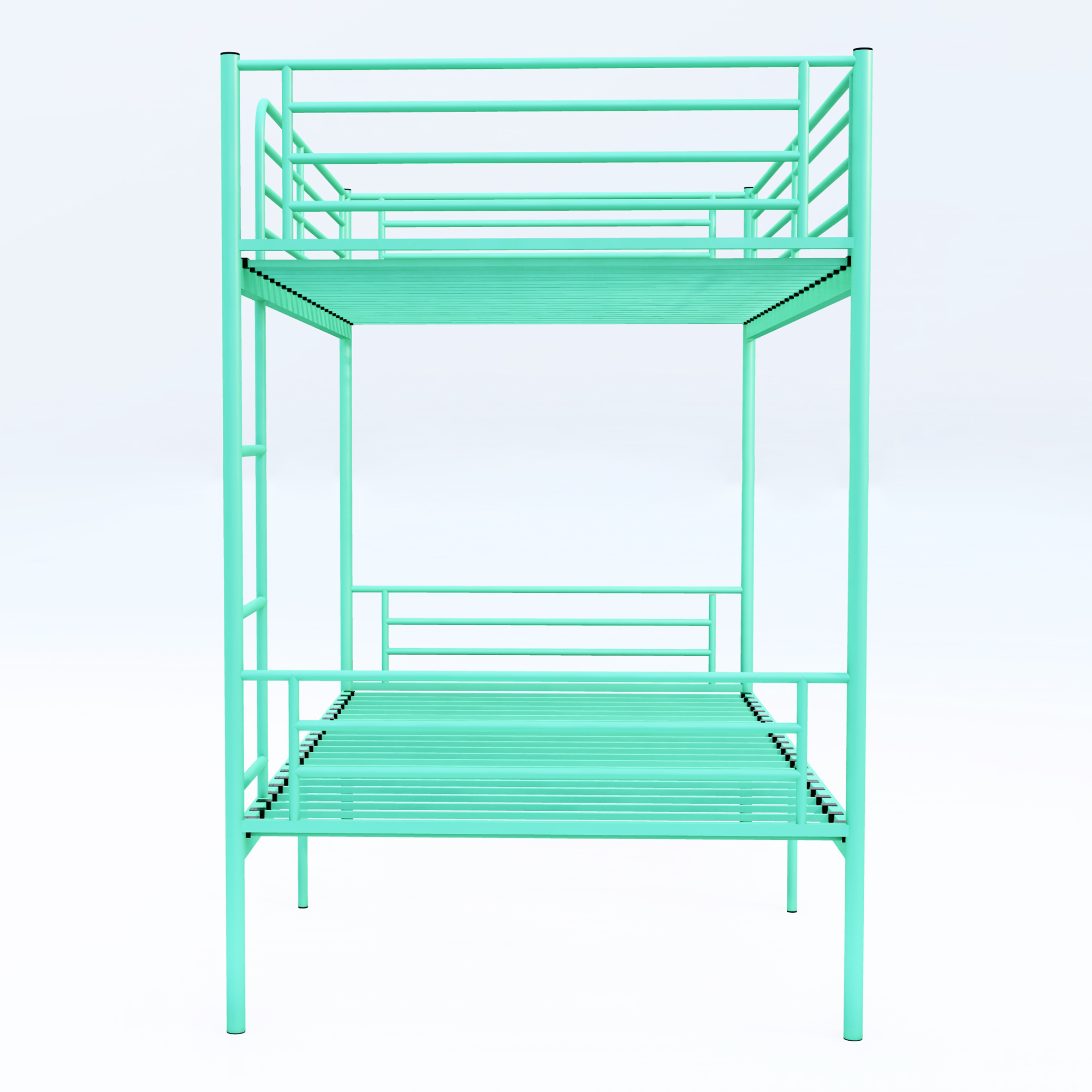Mintazer Twin Over Twin Metal Bunk Bed, Convertible Bunk Bed Frame Separate into 2 Twin Beds with Guardrail, Mint Green