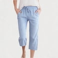 thumbnail image 2 of KyCheLot Girls Summer Pants Cotton Linen Capris Comfy Lounge Drawstring Waist Crop Pants with Pockets 4-14Years, 2 of 7