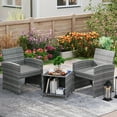 thumbnail image 2 of Gymax Ensemble de Mobilier de Patio 3 Pcs Ensemble de Chaises en Rotin PE avec Table Basse de Rangement Gris, 2 of 10