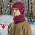 thumbnail image 5 of Nooxsoe Winter Hat Scarf Set Warm Knitted Neck Scarf Thickened Warm Bonnet Winter Warm Bonnet Windproof Warmth Thick Warm Hat Comfortable Soft Slouchy Beanie Casual Wear Women Hats Wine One Size, 5 of 8