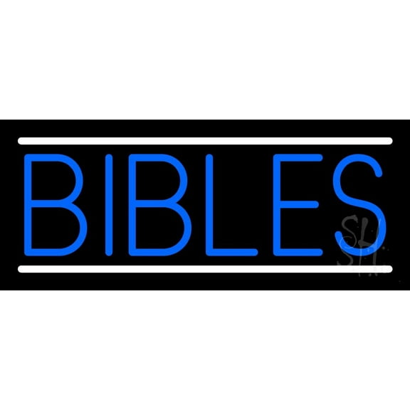 Blue Bibles LED Neon Sign 10" Tall x 24" Wide - inches Black Square Cut Acrylic Backing, with Dimmer - Premium built indoor Sign for Home décor, Event, Religious place, Store interior, Office.