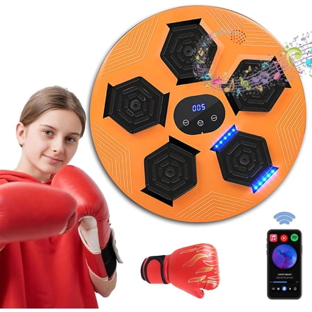 Annuodi Music Boxing Machine Electronic Boxing Trainer Target with Boxing Gloves Rechargeable Boxing Training Equipment Wall Mount for Speed and Agility Training