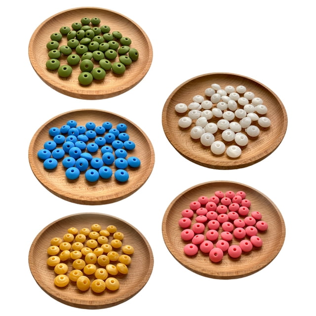 100 cuentas de lentejas de silicona de 0.472 in para hacer llaveros, kit de clips para chupete, cuentas redondas de goma para dentición, collar, pulsera, cuentas, accesorios de joyería