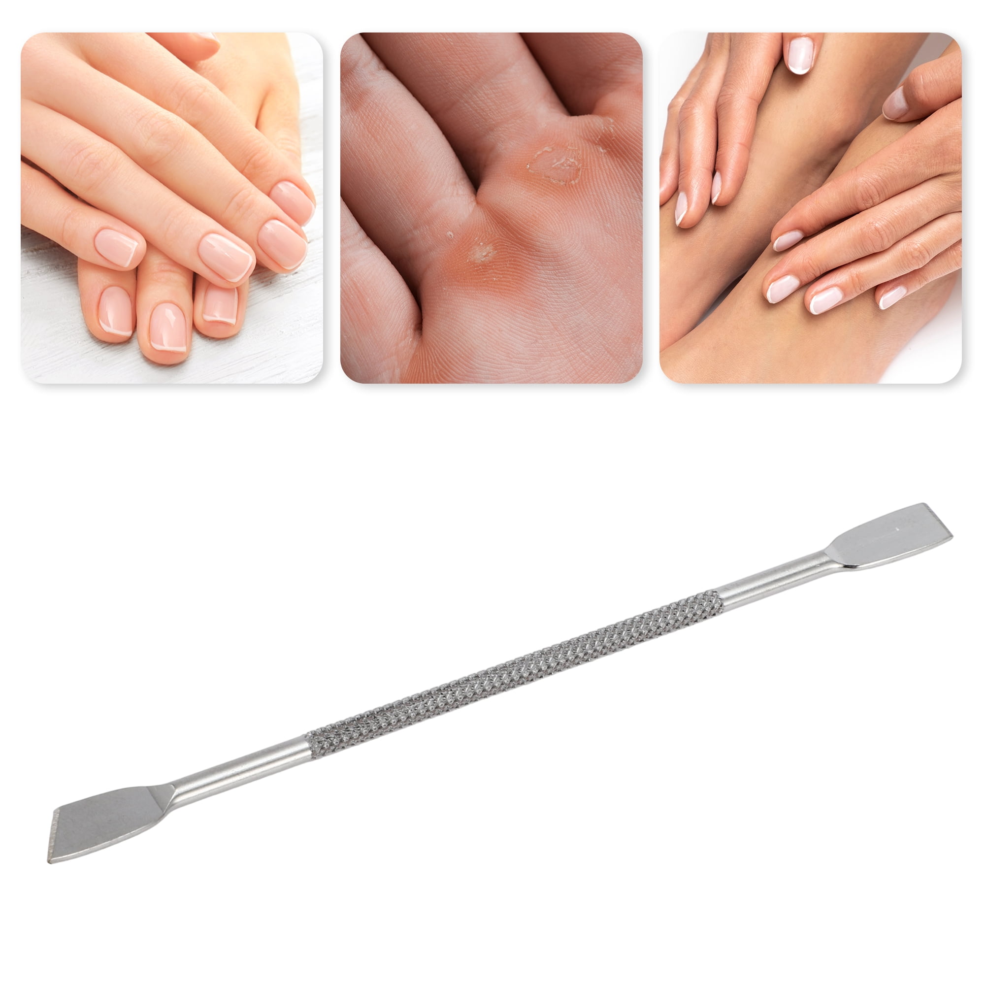 Unique Bargains Multi-function Double-side Cuticle Pusher 4.49 Length Silver Tone 1 Pc