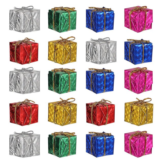 Tinksky 24 piezas Árbol de Navidad Cajas de regalo pequeñas Decoraciones colgantes Mini Cajas de regalo envueltas Favores de fiesta de Navidad kaili Sencillez