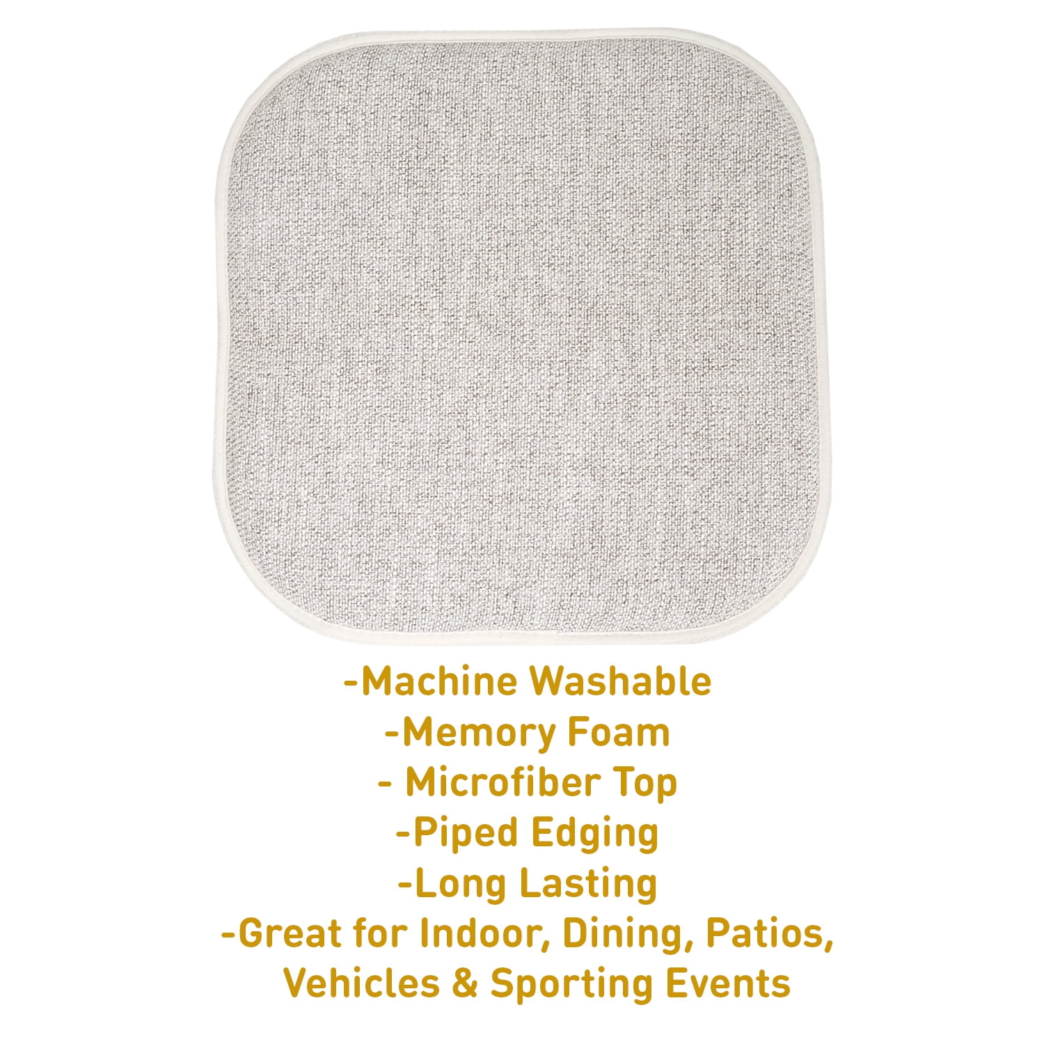 Alexis Memory Foam No Slip Back 16 x 16 Chair Pad Cushion 4 Pack - Cream-Brown