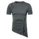 thumbnail image 2 of Blusas y camisas de manga corta y cuello redondo para hombre, blusas informales de verano de color liso con cuello redondo y mangas cortas irregulares, blusa de poliéster para hombre., 2 of 8