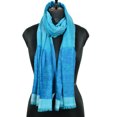 thumbnail image 3 of Light Blue Woollen Scarves for Women with Mankolam Prints on the Borders Great Accessory for Fall/Winter, 3 of 4