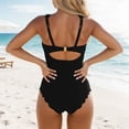 thumbnail image 4 of VISALY Womens Two Piece Ribbed Tankini Swimsuits Scalloped Tankini Tops with Bottoms Tummy Control Bathing Suits Strappy Square Neck Bathing Suits Modest Beach Summer 2026 Swim Suits Black L, 4 of 7