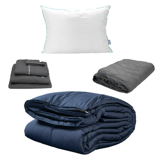 Edredón Individual DICASA Homy Azul Marino + Sábanas Royal + Protector Cloud + Almohada Royal