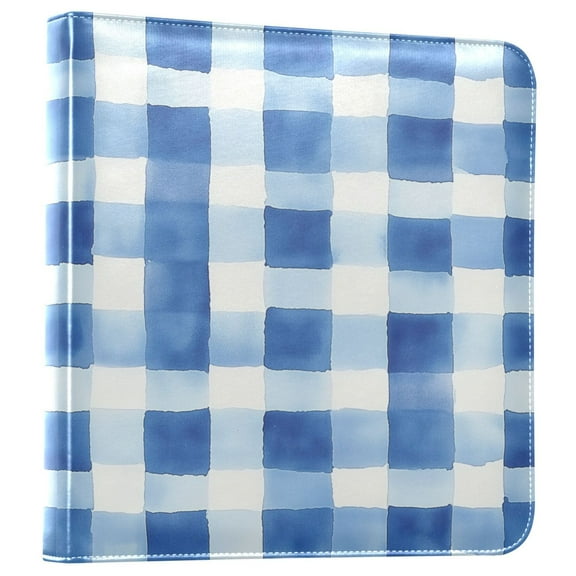 FORMRS 3 Ring Photo Album 4"x6" Self Adhesive Large Capacity PU Leather Cover, Blue Plain