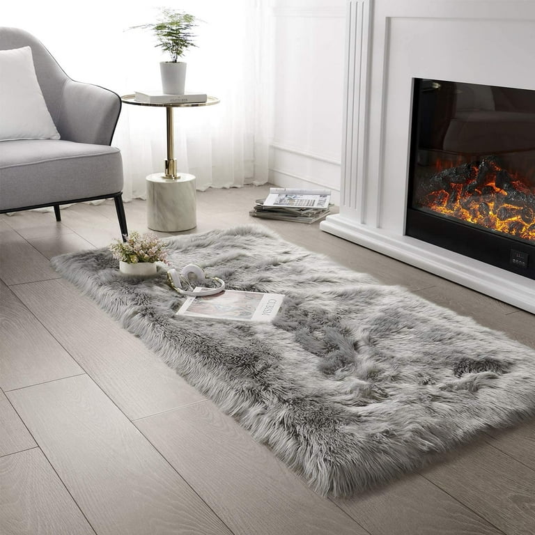 Soft Fluffy Rug White Faux Sheepskin Fur Area Rug Shaggy Couch Cover Seat  Cushion Furry Carpet Beside Rugs for Bedroom Floor Sofa Living Room Runner