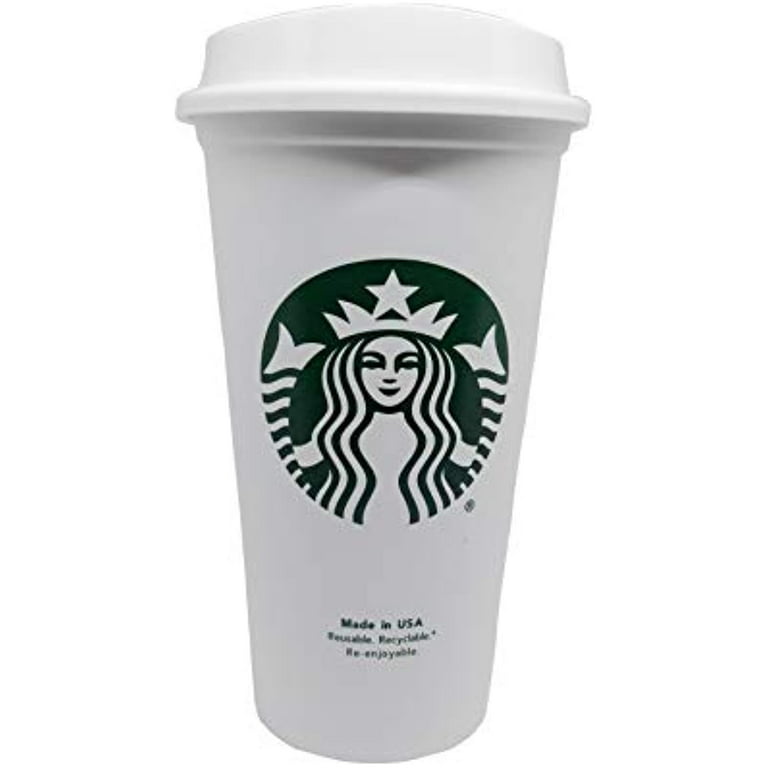  Starbucks White Reusable Travel Mug/Cup/Tumbler Grande Medium,  16oz 473ml : Home & Kitchen