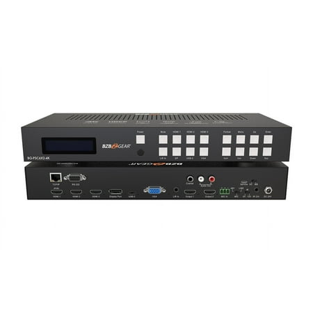 UPC: 0850009357960 | BZBGEAR 6×2 4K UHD Conference Room Presentation Switcher Scaler with HDMI/VGA/USB-C/DP and Audio