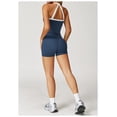 thumbnail image 2 of AEXTO Two Piece Color Block Womens Workout Sets Cross Back Tank Top Matching High Waist Leggings Shorts Sets Gym Outfits Activewear, 2 of 5