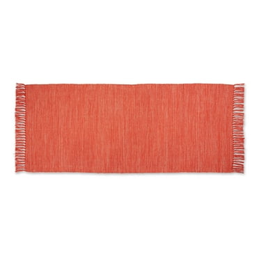 DII Vintage Red and Off White 2-Tone Ribbed Cotton Rug 2 Ft 6 in x 6Ft