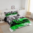 thumbnail image 3 of Erosebridal Futuristic Race Car Bedding King Comforter Set, Green Down Comforter, Extreme Sports Decor, Reversible 3 Pieces, 3 of 7