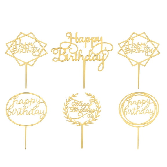 LOVERLYZ 6 Pcs Creative Birthday Party Dessert Cake Acrylic Toppers Cake Picks Decor