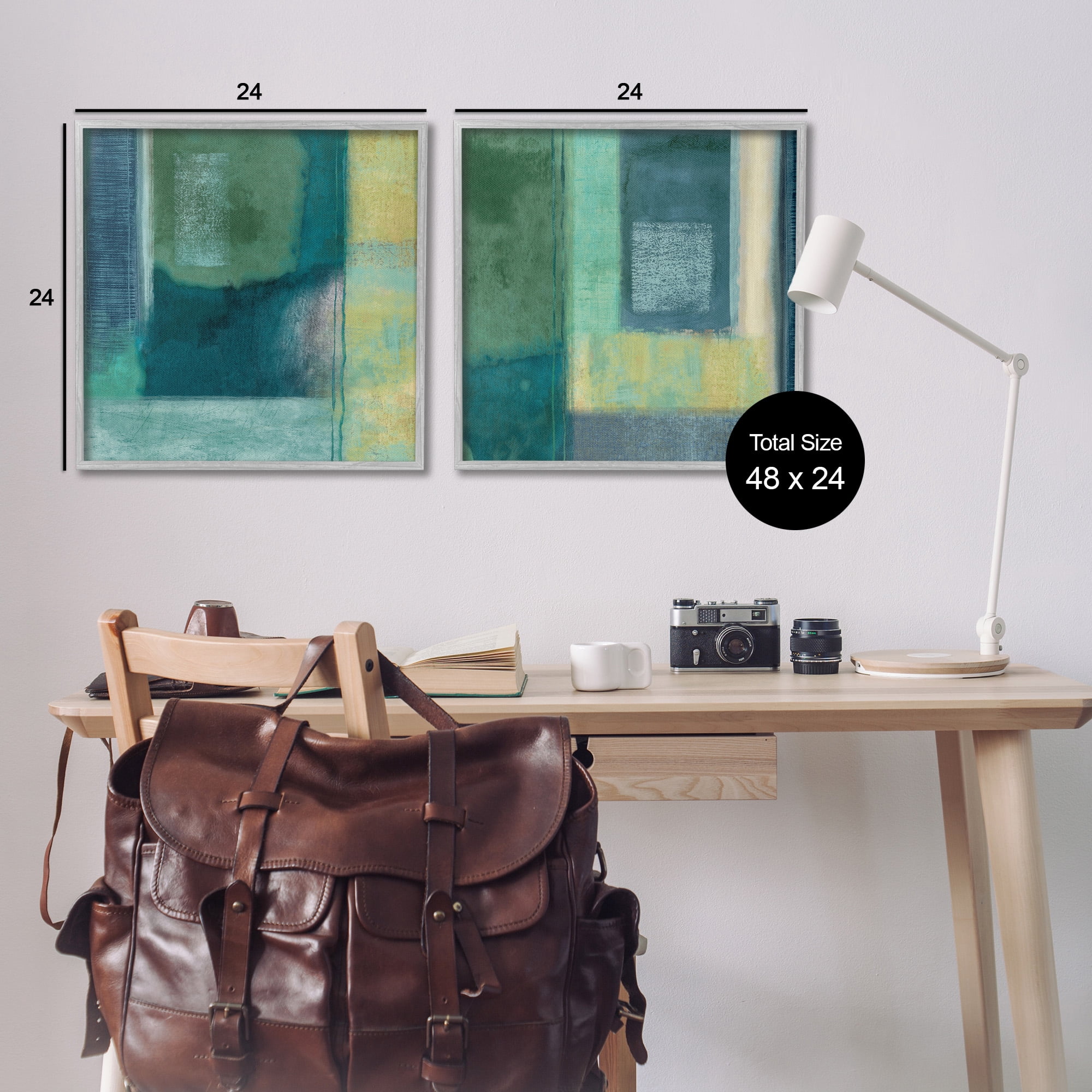 Stupell Industries Asymmetrical Soft Abstract Shapes Abstract Painting Gray Framed Art Print Wall Art, 24 x 24, Set of 2