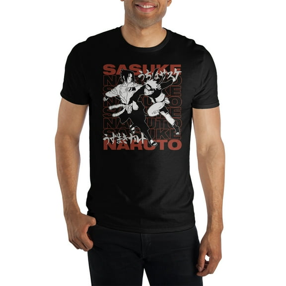 Sasuke Naruto Anime Cartoon Characters Mens Black Shirt-M