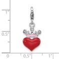 thumbnail image 2 of Amore La Vita Rhodium Platedenamel Crystal Red Love Heart Crown Charm 26.7x11mm Wide Pendant Necklace for Women, 2 of 2
