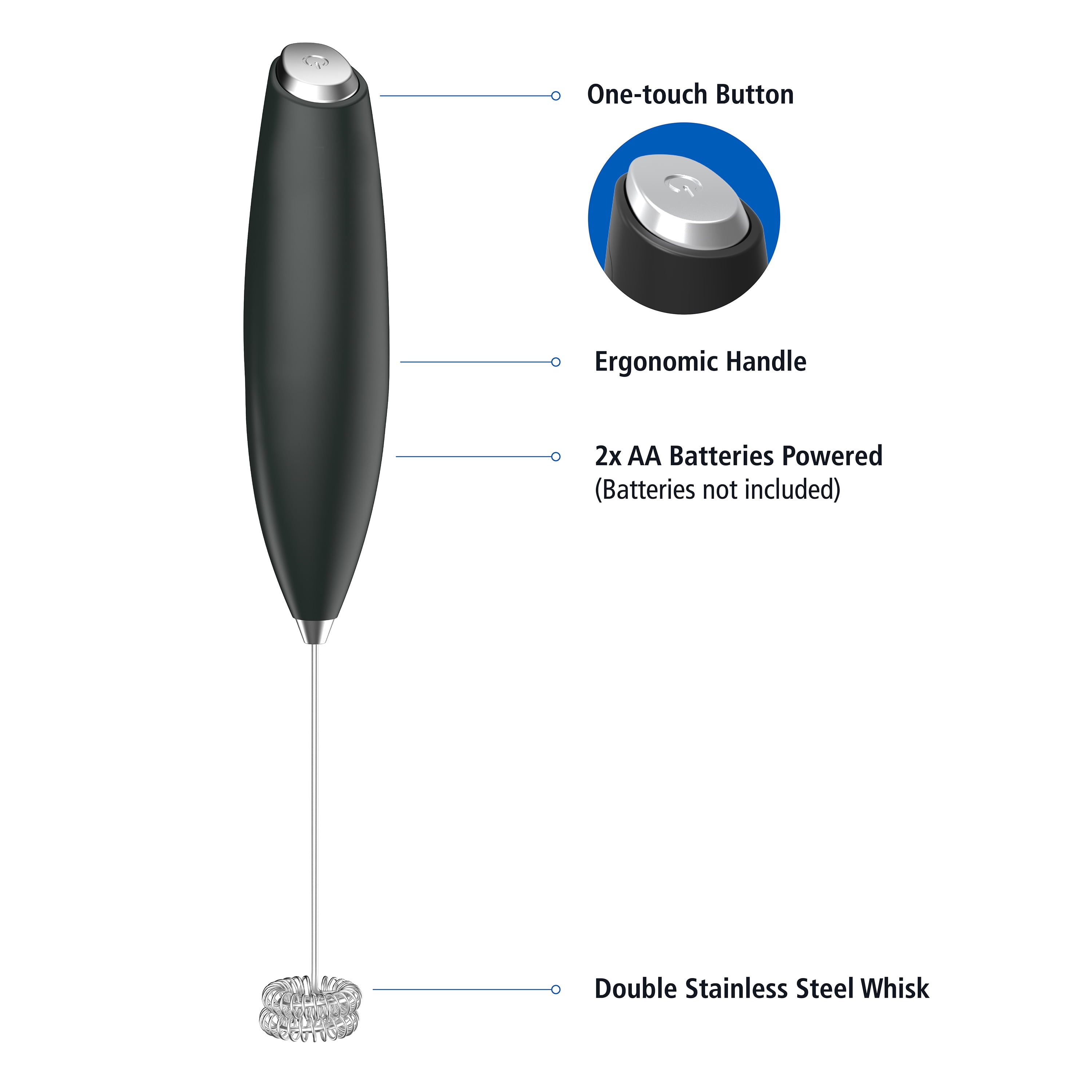 Mainstays Milk Frother, Battery-Powered Handheld Milk Frother Wand